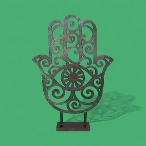 Privilege Antique Silver Large Hamsa 24”x16”x3”